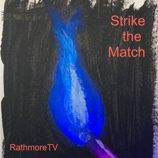 a broad stroke painting of a blue match flame on black background